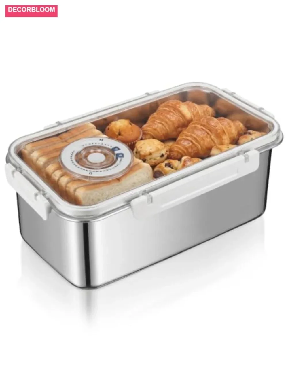 Large Stainless Steel Bread Box with Lid, Airtight Sealed